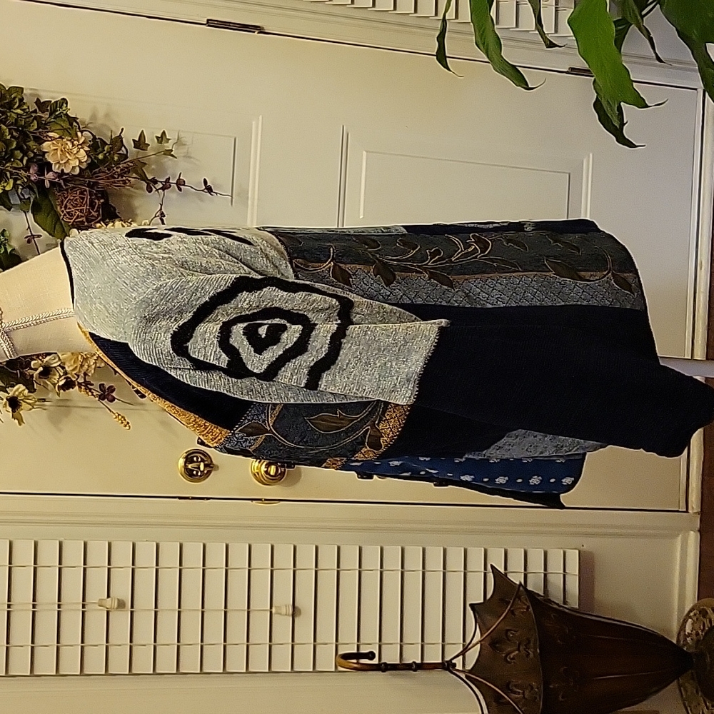 Indigo Moon Tapestry Patchwork Jacket Embroidered… - image 4